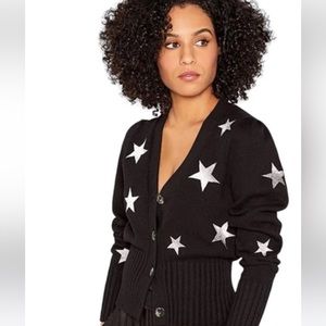 Cinq à Sept Black Cardigan with Metallic Stars